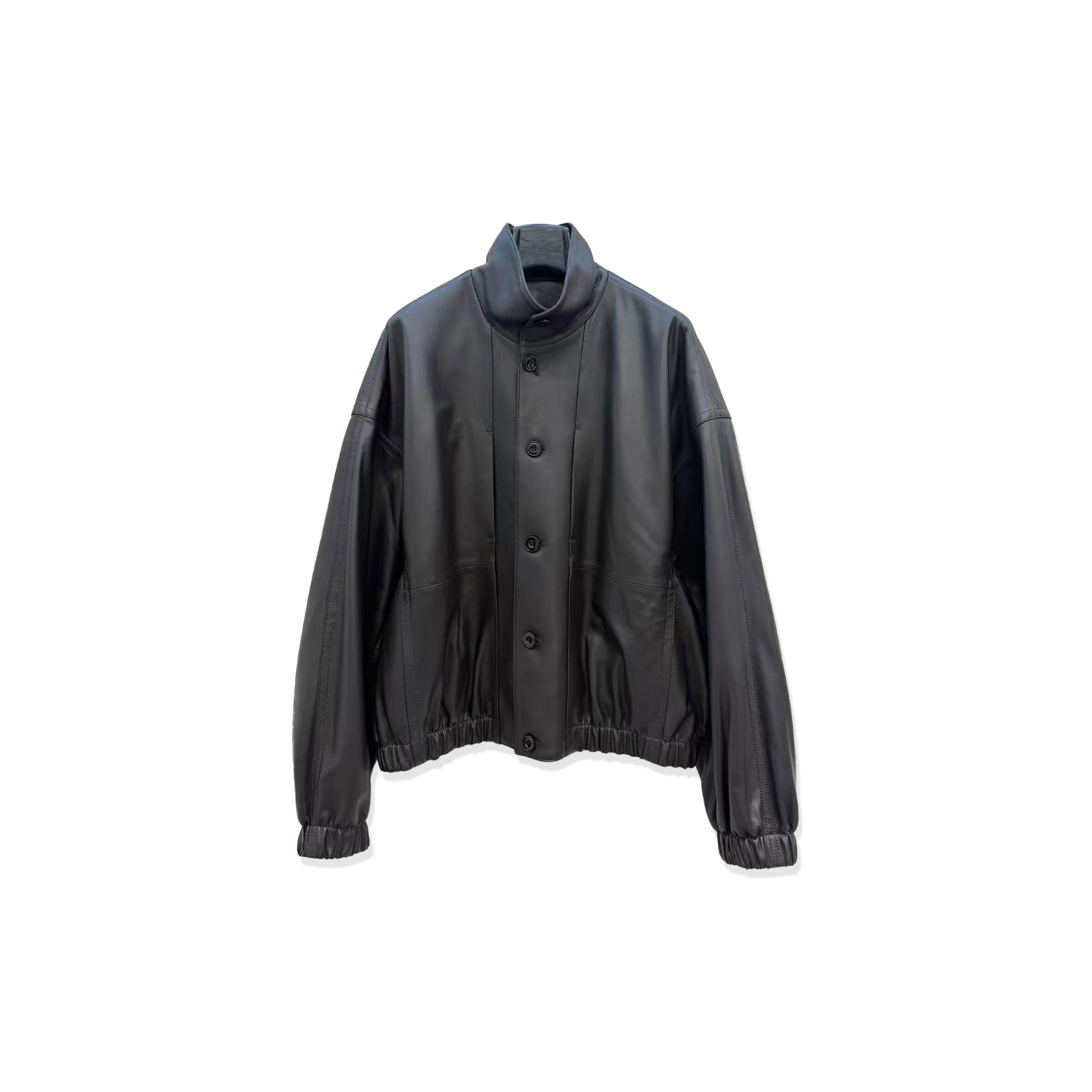 LEMAIRE STAND COLLAR LEATHER BLOUSON